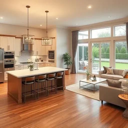 Completed home remodel in Baldwin, FL features modern kitchen, open layout, hardwood floors, and stylish living area.