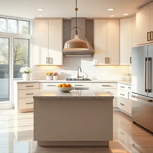 Renovated Jacksonville kitchen with high-gloss modern cabinets, granite countertops, subway tile backsplash, and natural light