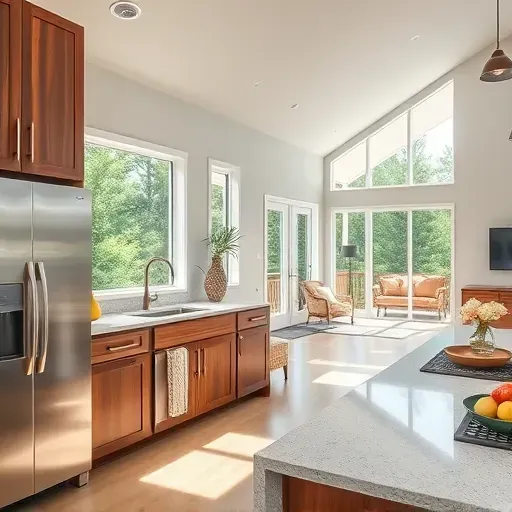 Modern kitchen remodel in Bryceville FL features stainless steel appliances, custom cabinetry, and quartz countertops.