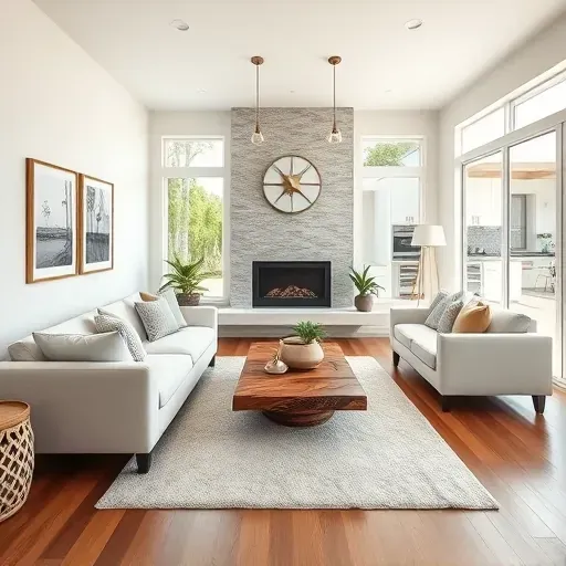 Renovated living room in Elkton FL features modern furniture, natural light, and a stylish, warm atmosphere.