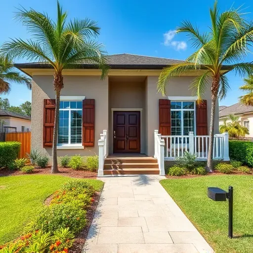 Modern home remodel in Green Cove Springs with earthy tones, energy-efficient windows, and tropical landscaping.