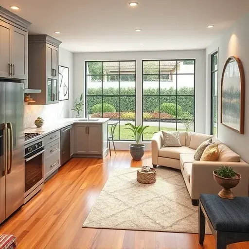 Modern kitchen remodel in Glen St. Mary FL features gray cabinetry, marble countertops, and stainless steel appliances.