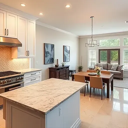 Modern kitchen remodel in Ponte Vedra FL with white cabinetry, granite island, and natural light showcasing refined design.
