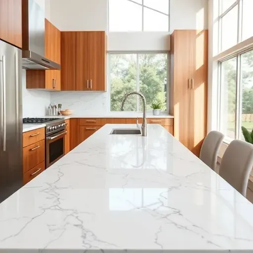 Marble kitchen countertop with veining in a modern Jacksonville home showcasing polished surface and elegant natural design