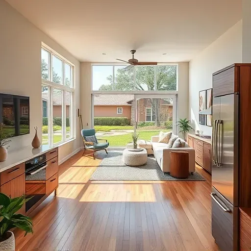 Modern remodeled living space in Glen St. Mary, FL with open layout, sleek decor, and bright natural light.