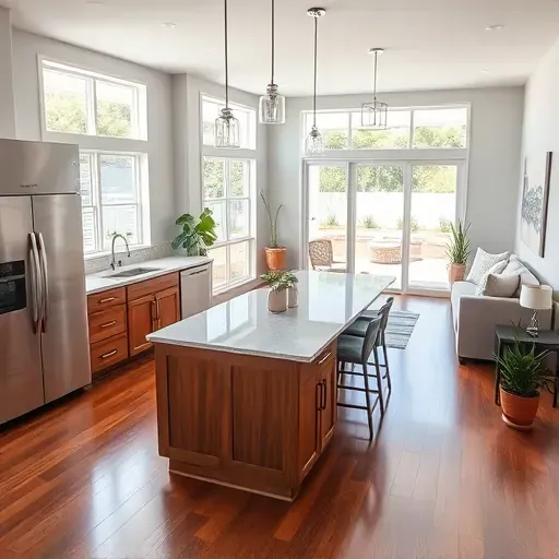 Modern Palm Valley home remodel showcasing open living space with elegant kitchen, soft color palette, and stylish decor.
