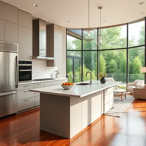 Modern kitchen remodel in Jacksonville featuring sleek cabinetry, quartz countertops, and open-concept layout with natural light.