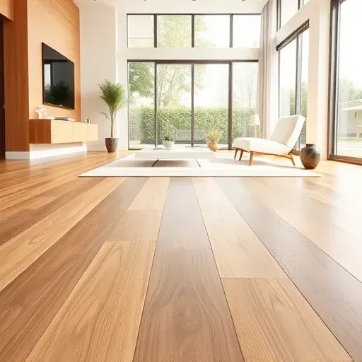 Freshly installed polished hardwood flooring in a modern Jacksonville living room with natural light and minimalist decor
