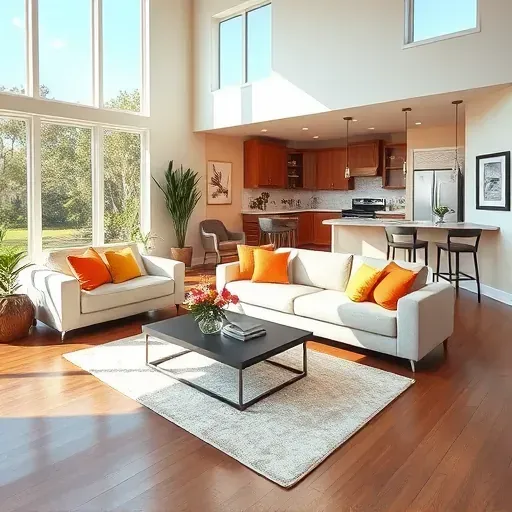 Beautifully remodeled living room in St. Johns, FL, featuring modern design, natural light, and cozy decor elements.