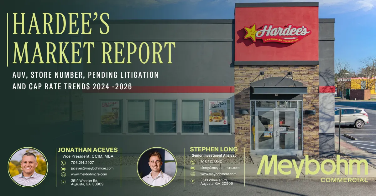 Hardee’s restaurant market report highlighting cap rate trends, store closures, and net lease risk.