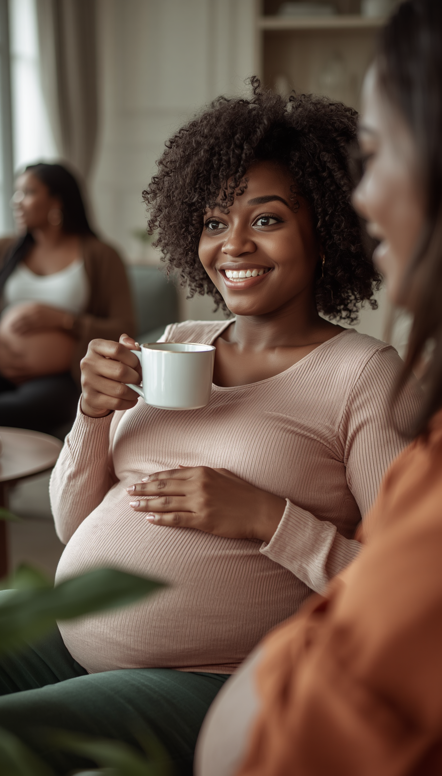 black woman holding tea during community meetup