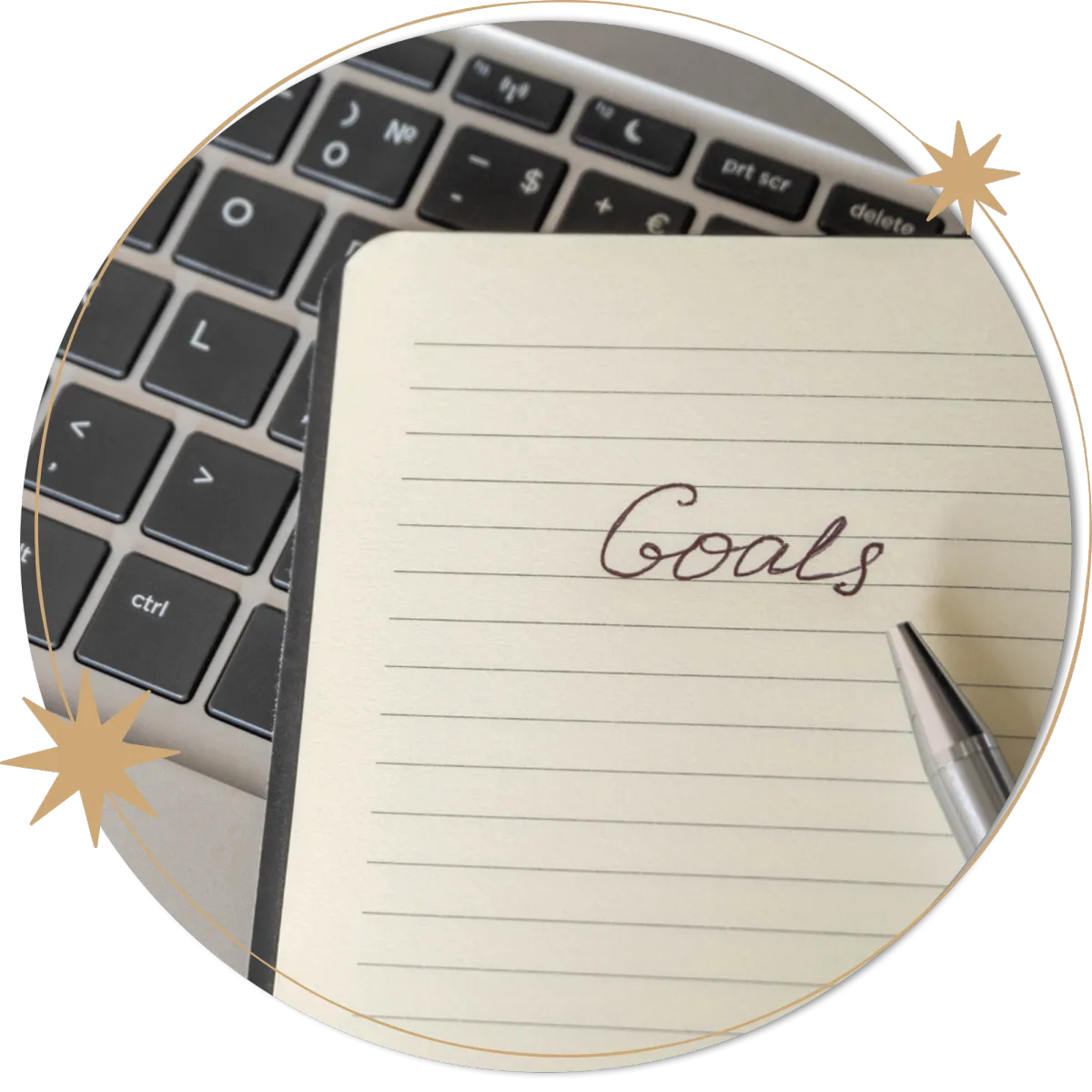 Notepad with "goals" written on it | Photo of Bryn Brown, spiritual business coach for healers and coaches using Human Design