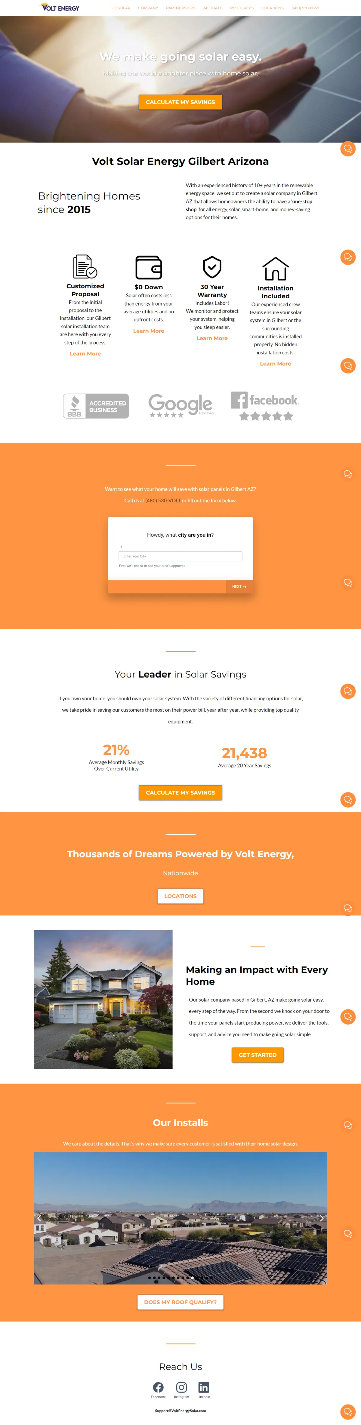 VoltEnergySolar.com Home Page Sceenshot