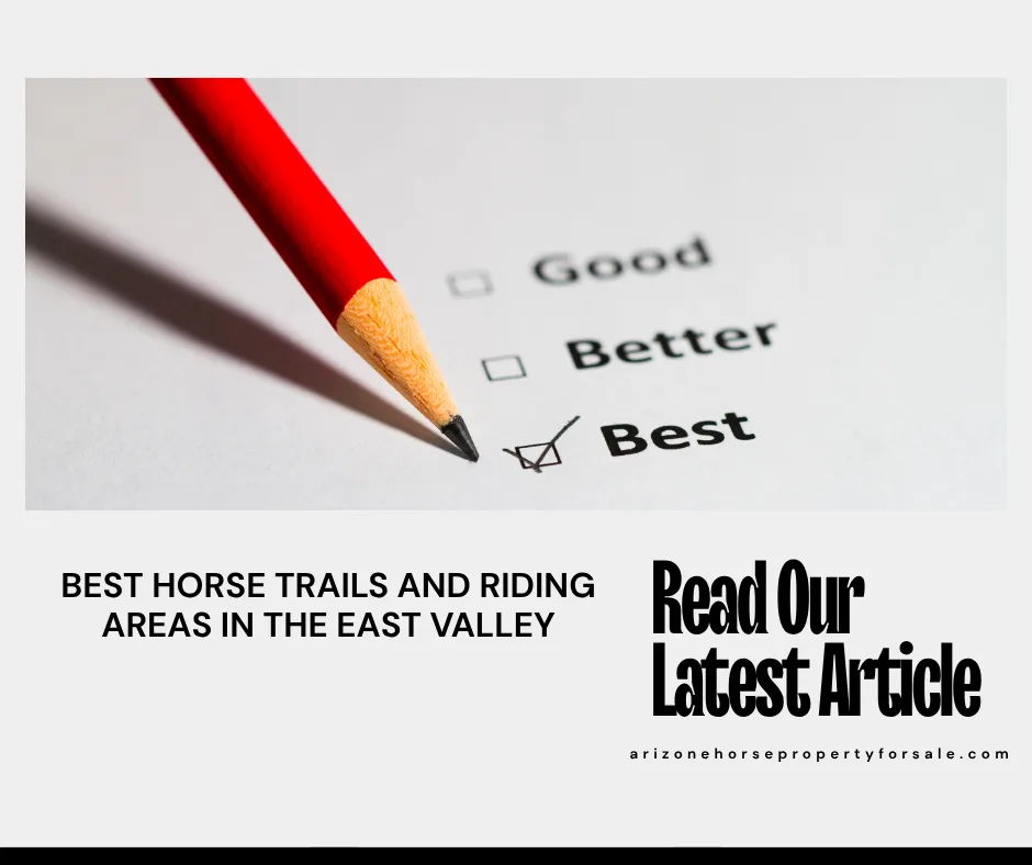 Rider on horseback along desert trail in East Valley Arizona regional park