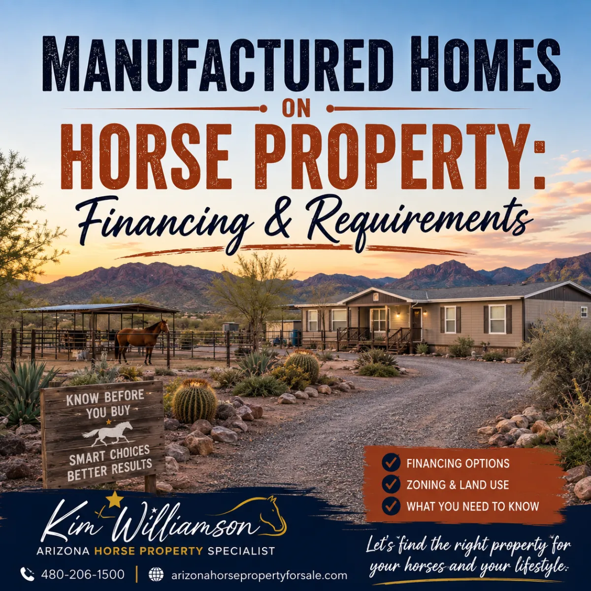 Manufactured home on acreage with horse fencing in East Valley Arizona