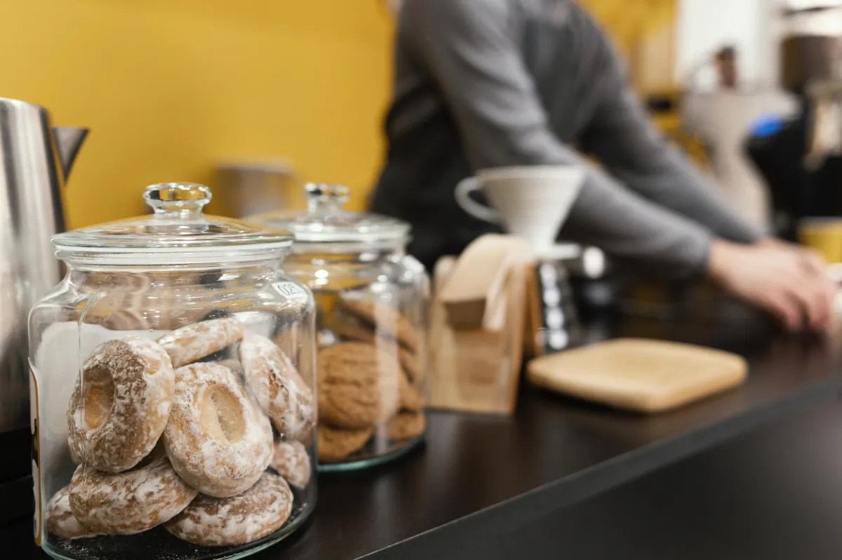 Jar of pastries and coffee