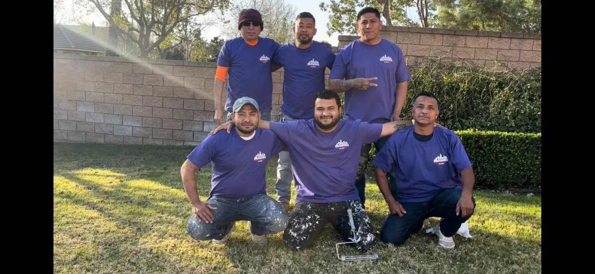 MJ Business Painting team at work on a commercial project