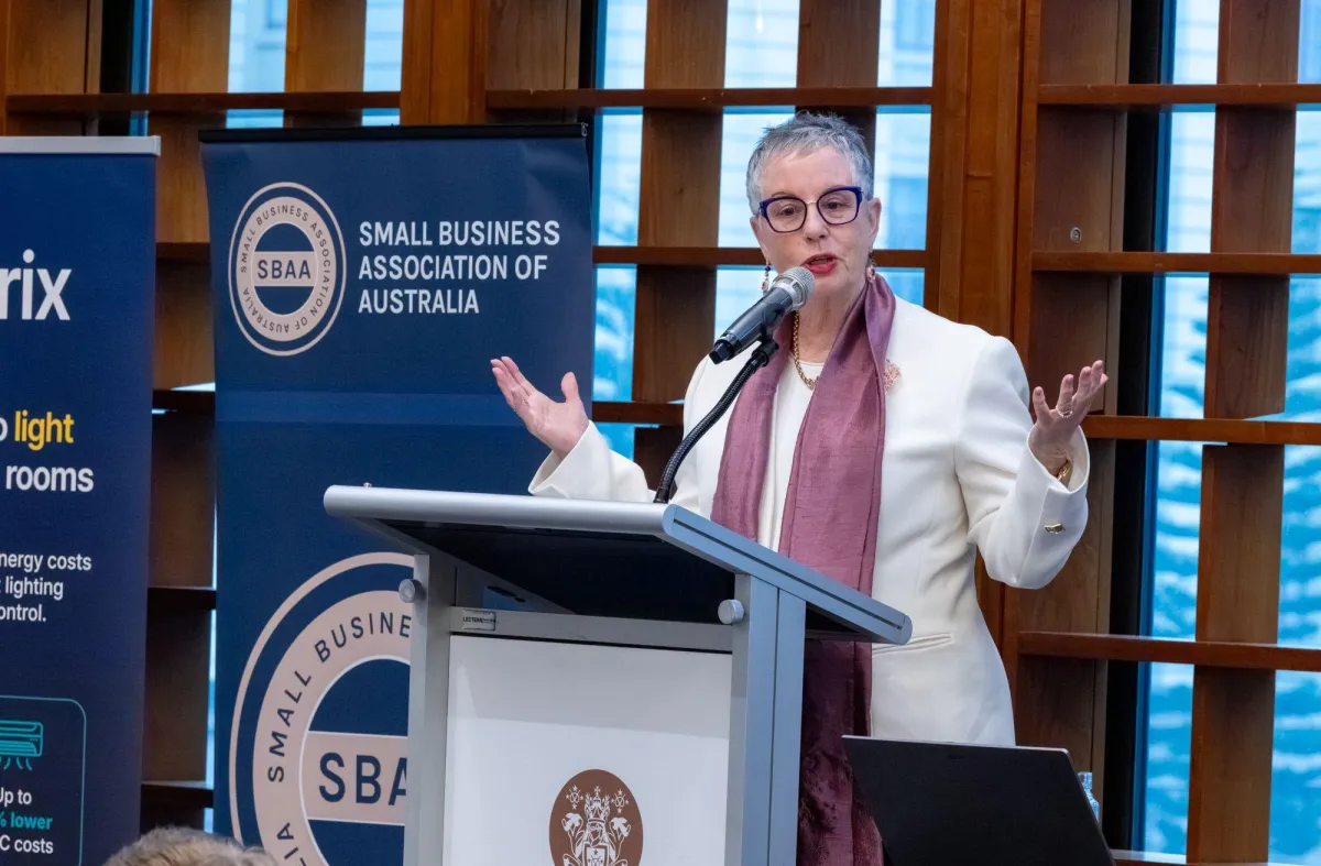 Joanne Brookes addressing an audience