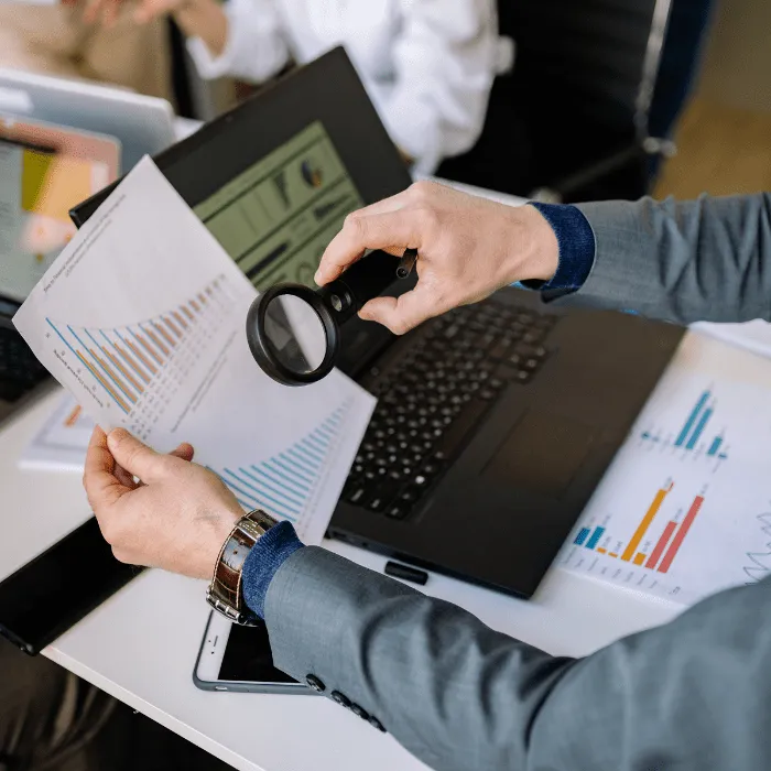 Tax specialist reviewing documents