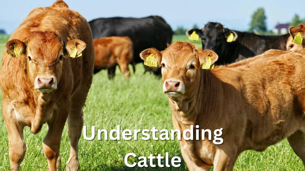 herd of black and brown cattle on grass with two calves in the foreground