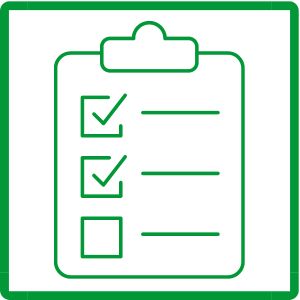 green outline clipboard icon