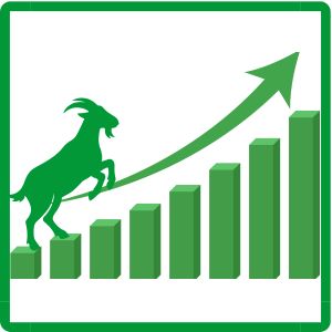 green bar chart with goat icon