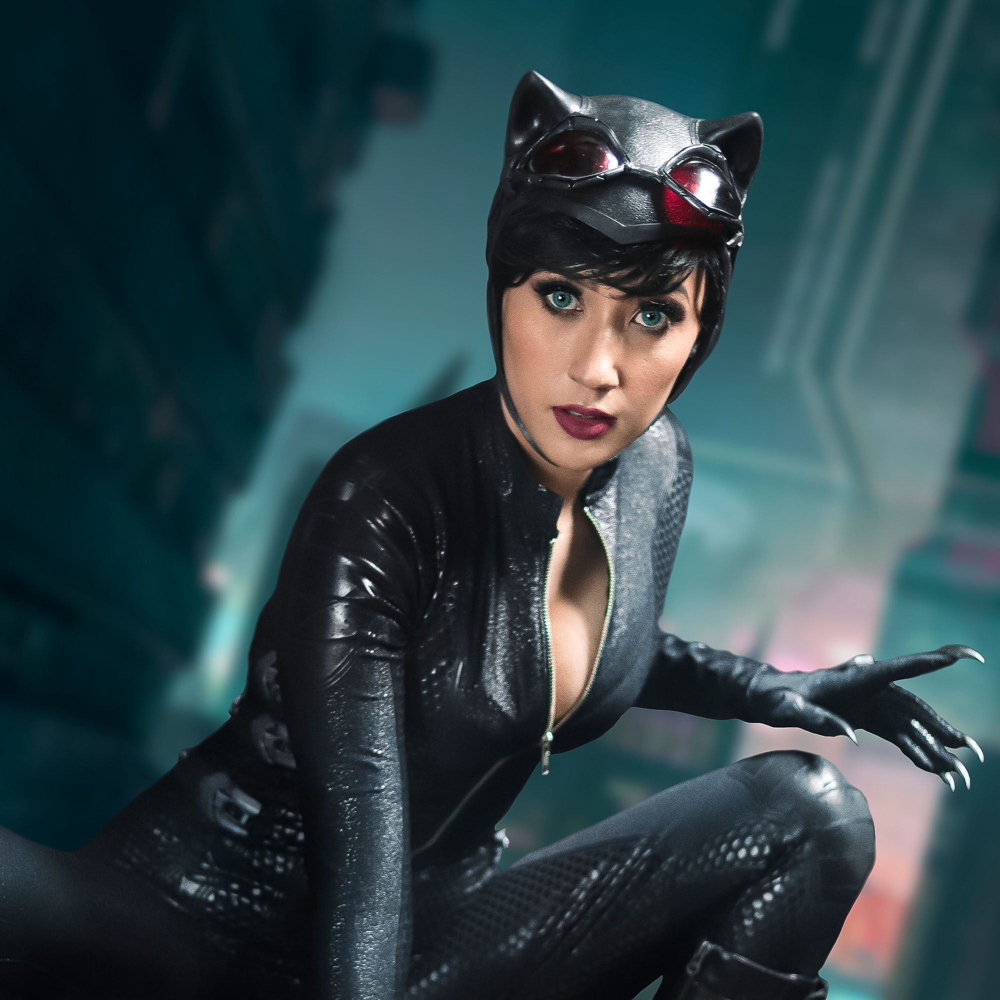 Photography edit of cosplayer posing for the camera.