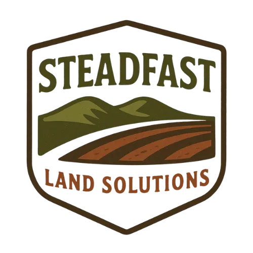 Steadfast Land Solutions Logo - mountains and raw land