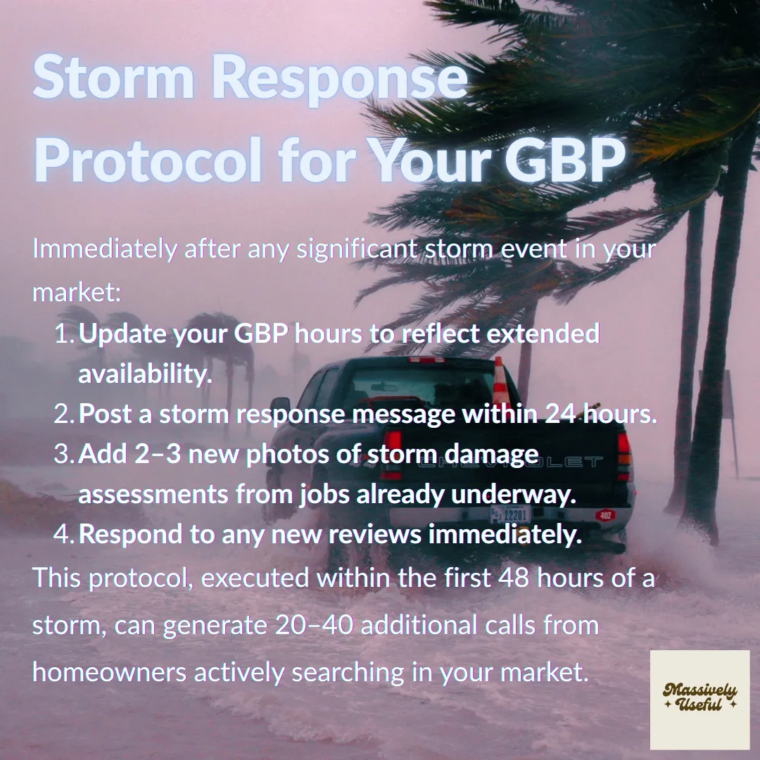Storm Response Protocol for Roofer GBP from Massively Useful AI