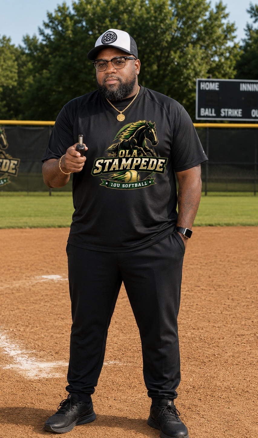 Coach Joe Martin on the field with the Ola Stampede