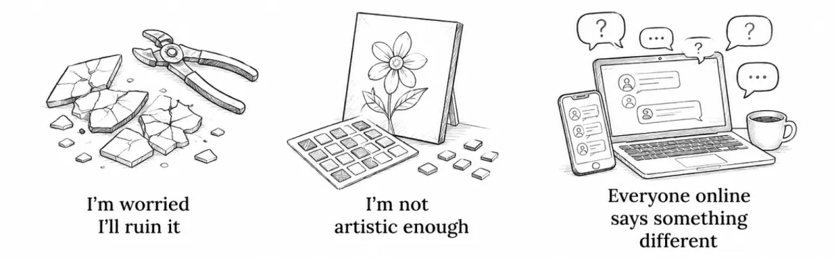 black and sketches of six reasons why students need to join my online mosaic course