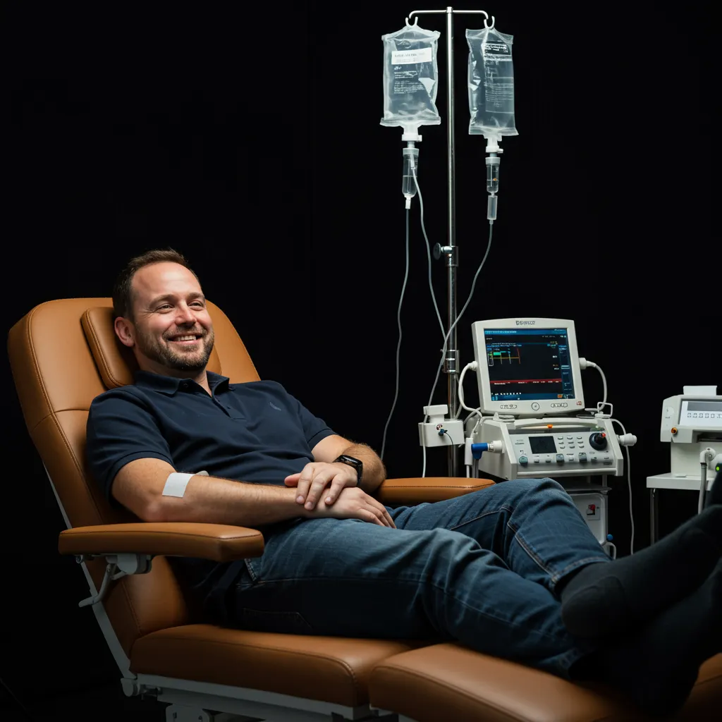 Private consultation room with digital health dashboard