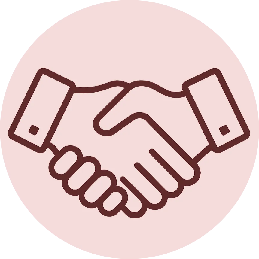 Handshake icon representing locally owned, member focused credit union