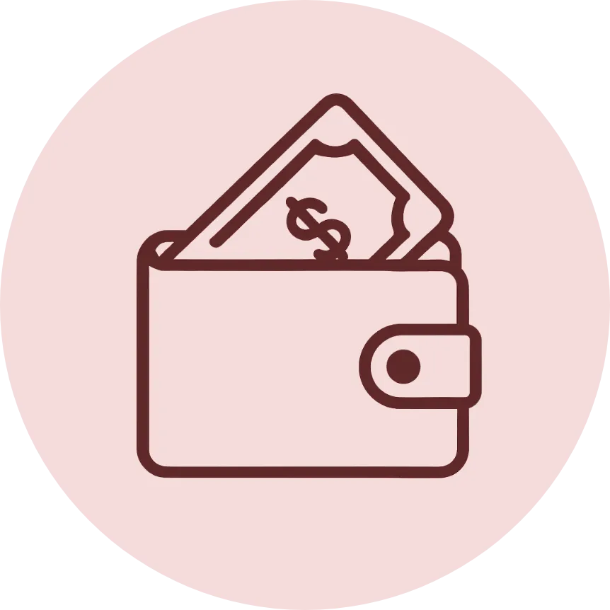 Wallet icon representing access to banking, accounts, and financial services