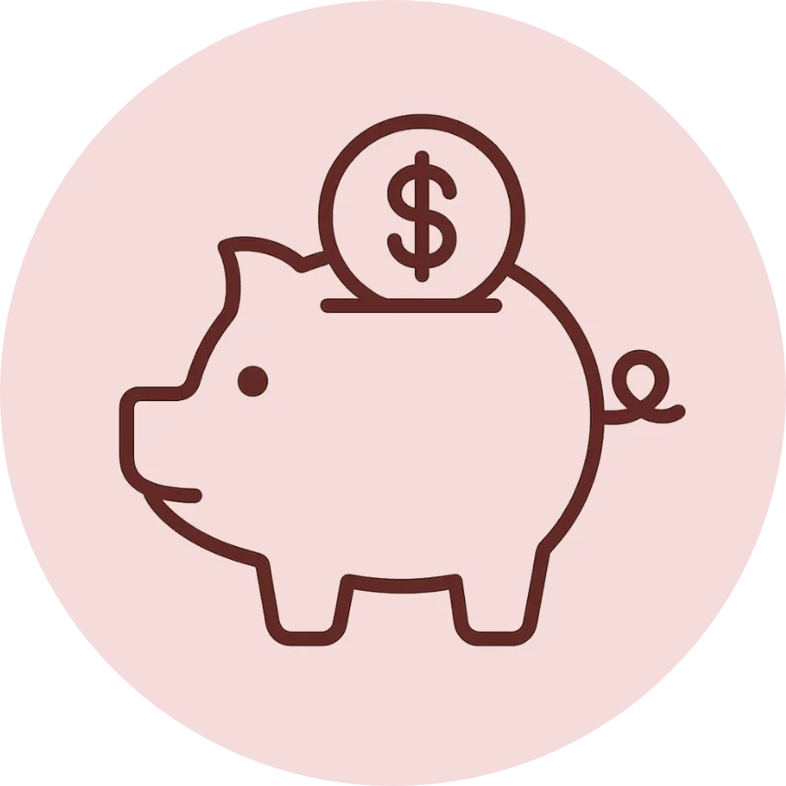 Piggy bank icon representing competitive loan rates