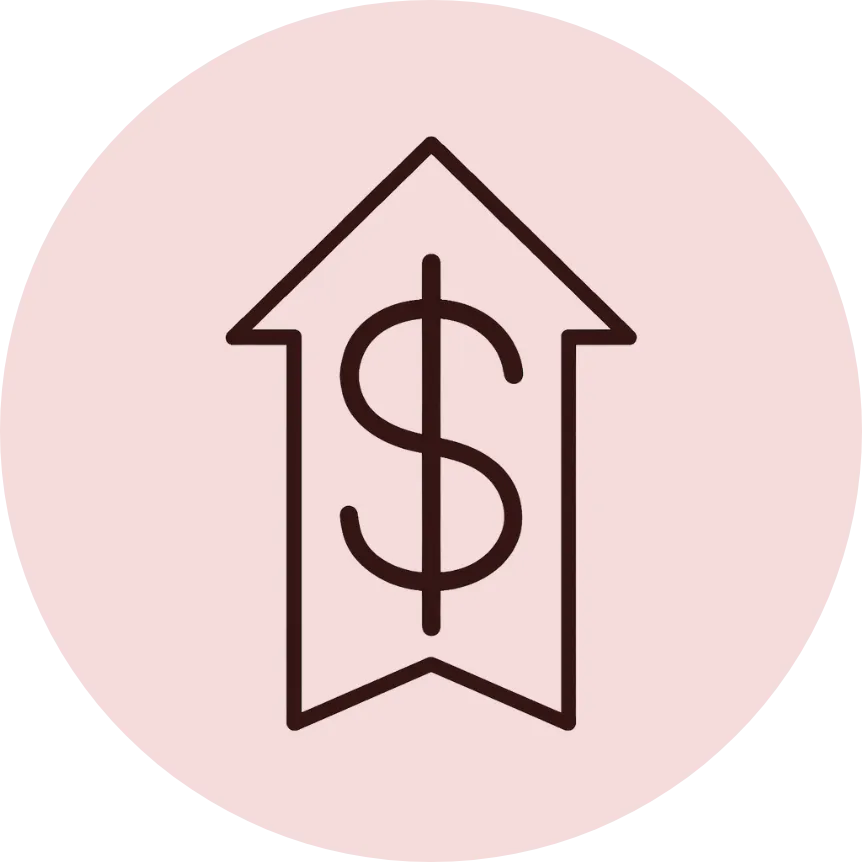 Upward arrow with dollar icon representing growing financial confidence