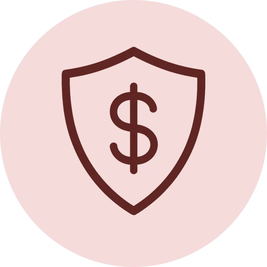 Shield with dollar icon representing federally insured deposits