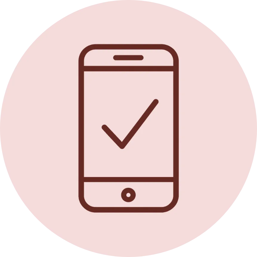 Mobile phone with checkmark icon representing fast account access