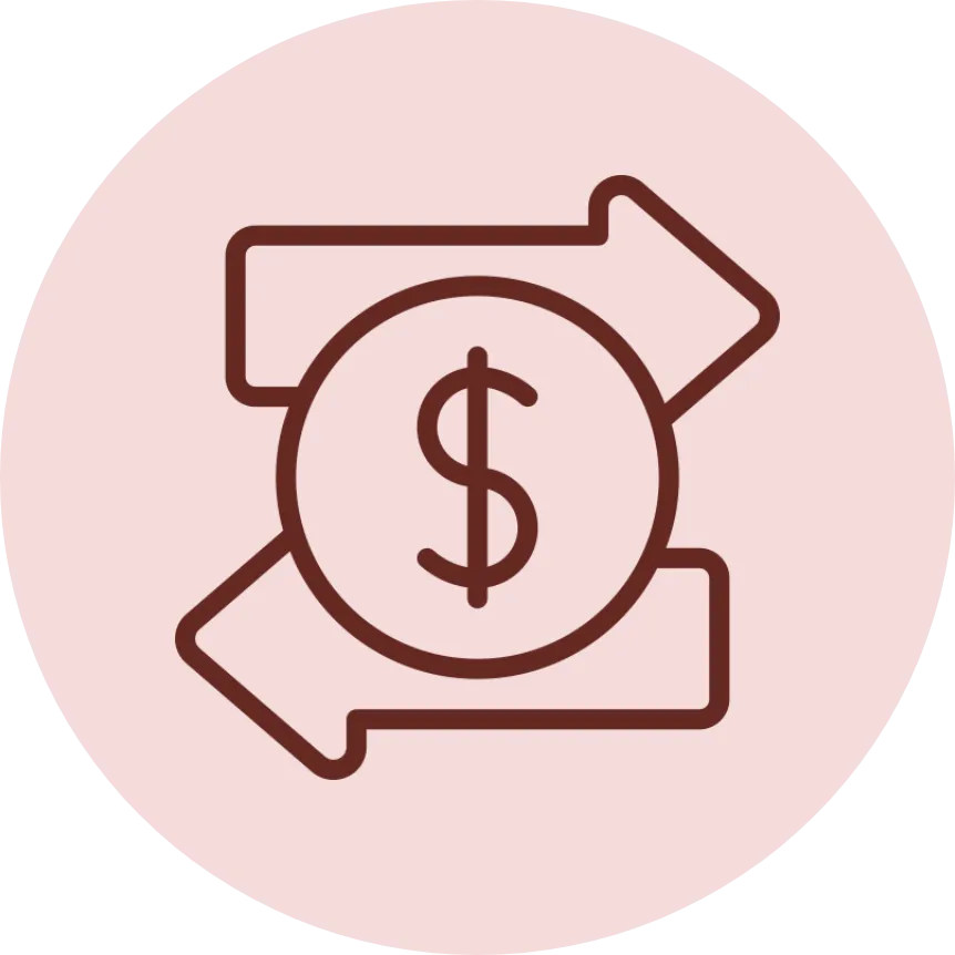 Arrows with dollar icon representing easy money transfers