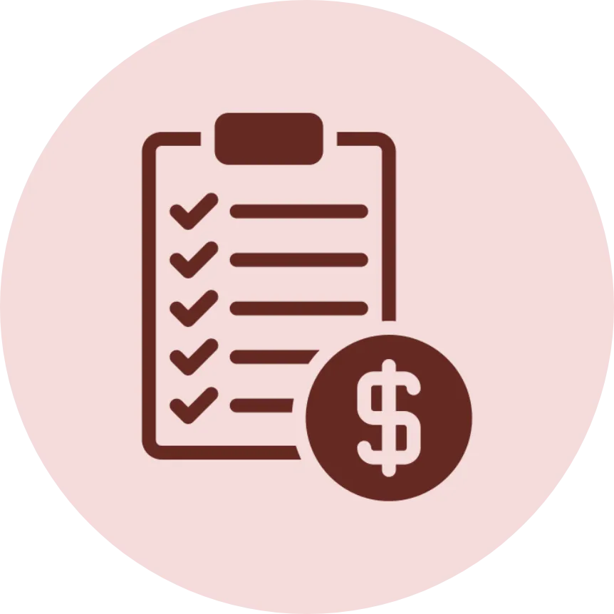 Checklist with dollar icon representing account tracking and organization
