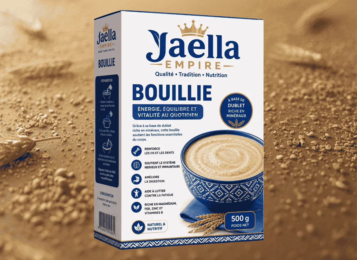 Bol de céréales naturelles sur fond bleu