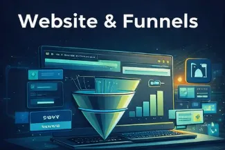 Illustrations representing automation, analytics, communications, and community tools.