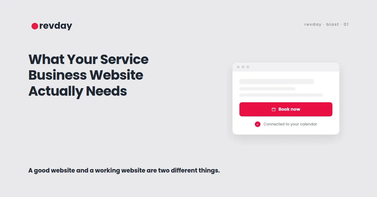 Illustration showing a service business website connected directly to a working booking flow (cover image, not placed inline in body)