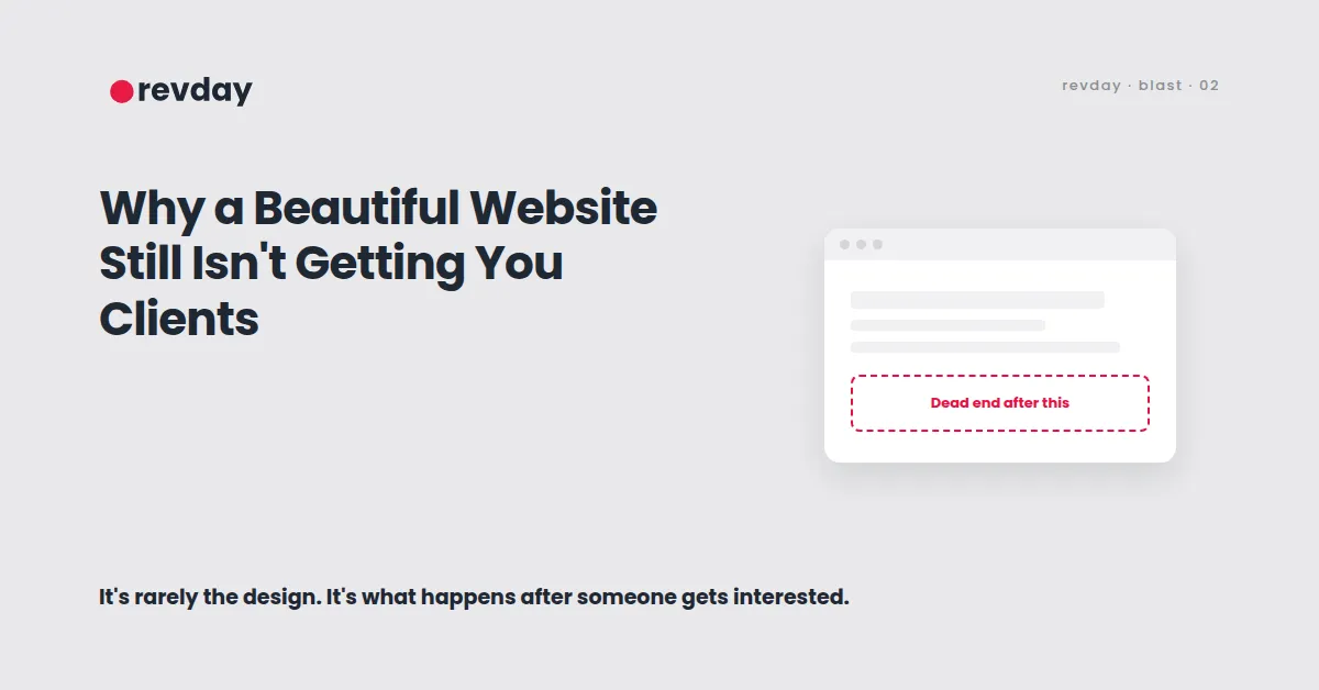 Illustration of a polished service business website that looks professional but isn't generating bookings