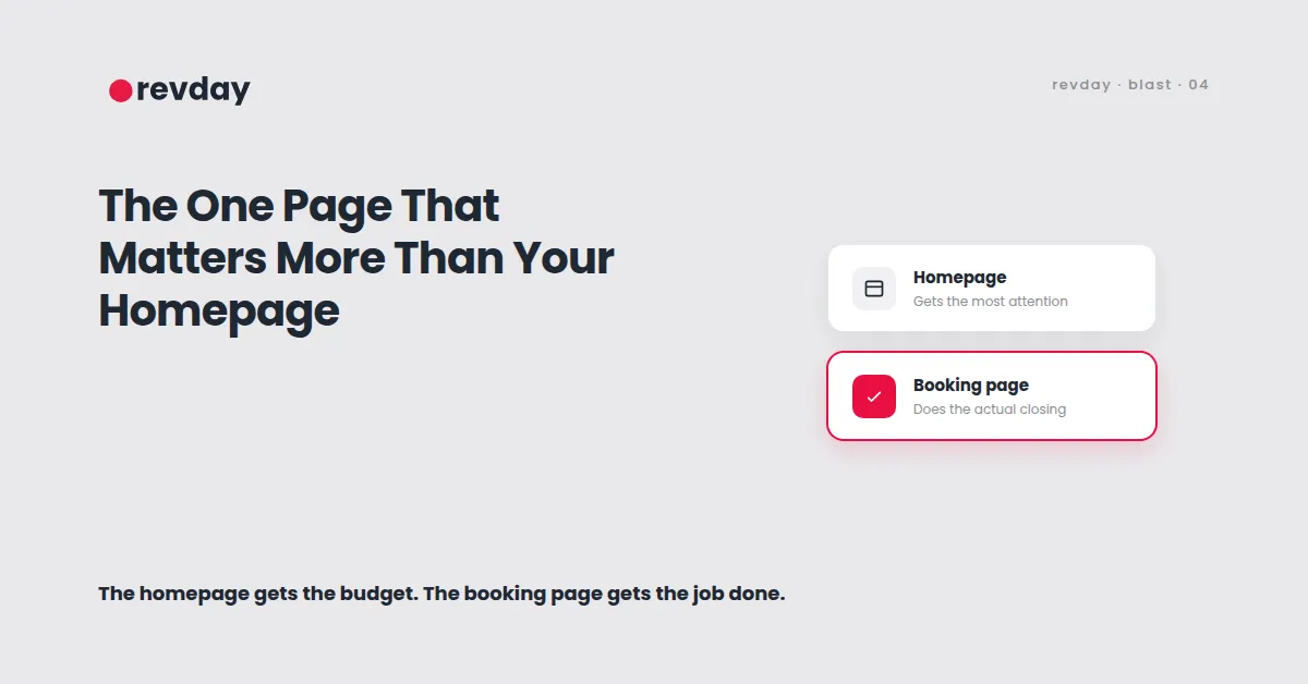 Illustration showing a service business booking page as the true point of conversion, ahead of the homepage (cover image, not placed inline in body)
