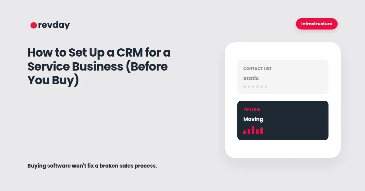 Illustration showing a service business CRM working as an active sales pipeline rather than a static contact list