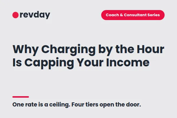 Coach reviewing hourly billing rates against a four-tier pricing structure