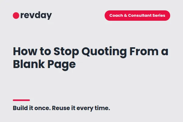 Coach preparing a reusable offer document instead of a blank proposal
