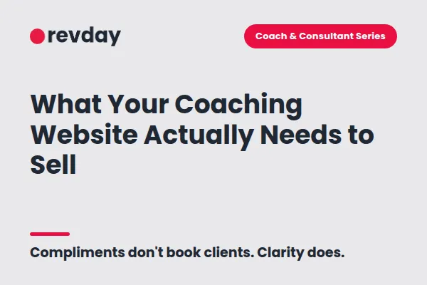 Coach reviewing their website against a checklist of what it needs to actually sell
