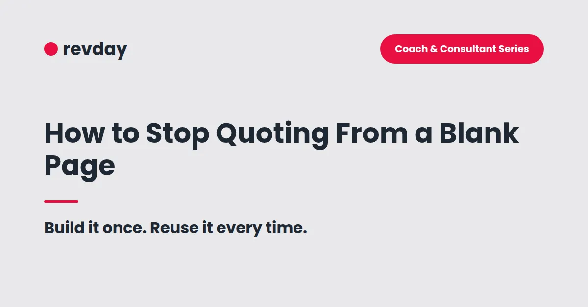 Coach preparing a reusable offer document instead of a blank proposal